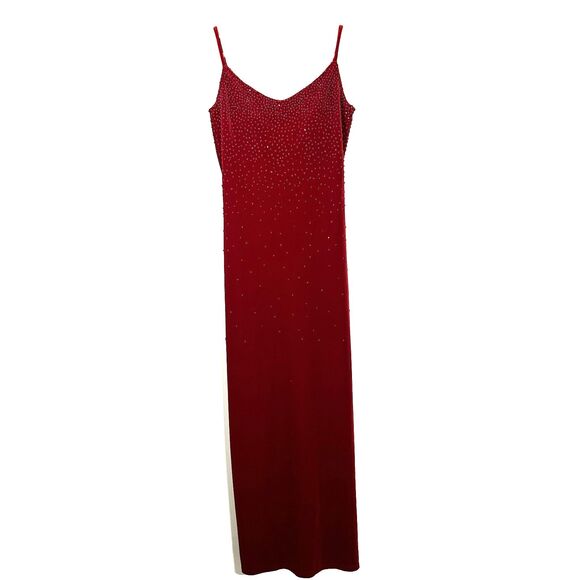 Vintage y2k City Triangles Size Small Velvet Maxi Dress Beaded Whimsigoth Womens - Picture 1 of 11